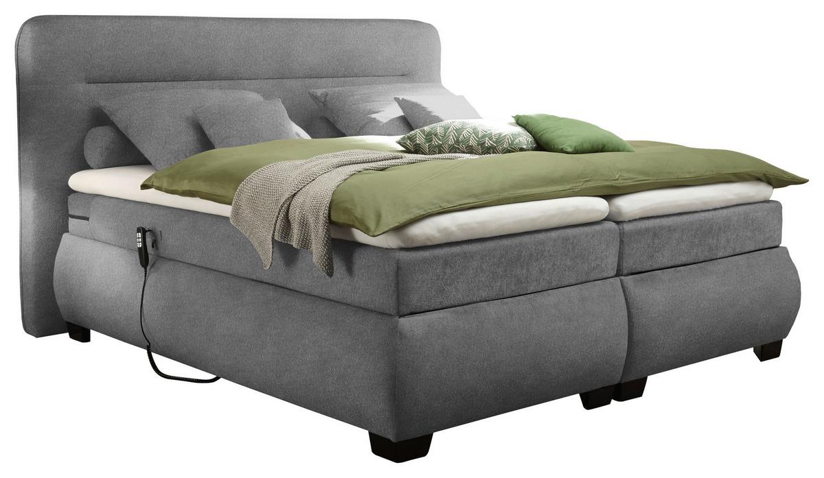 Boxspringbett mit Topper 180x200 Evolution3 verstellbar - Dunkelgrau/Schwarz, KONVENTIONELL, Textil (180/200cm) - MID.YOU