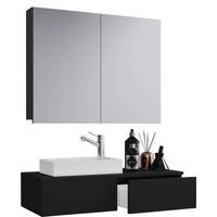 Badmöbel-Set 3-Tlg. Gudas B: 85 cm Schwarz Dekor - Schwarz/Weiß, MODERN, Keramik/Holzwerkstoff (85cm) - MID.YOU