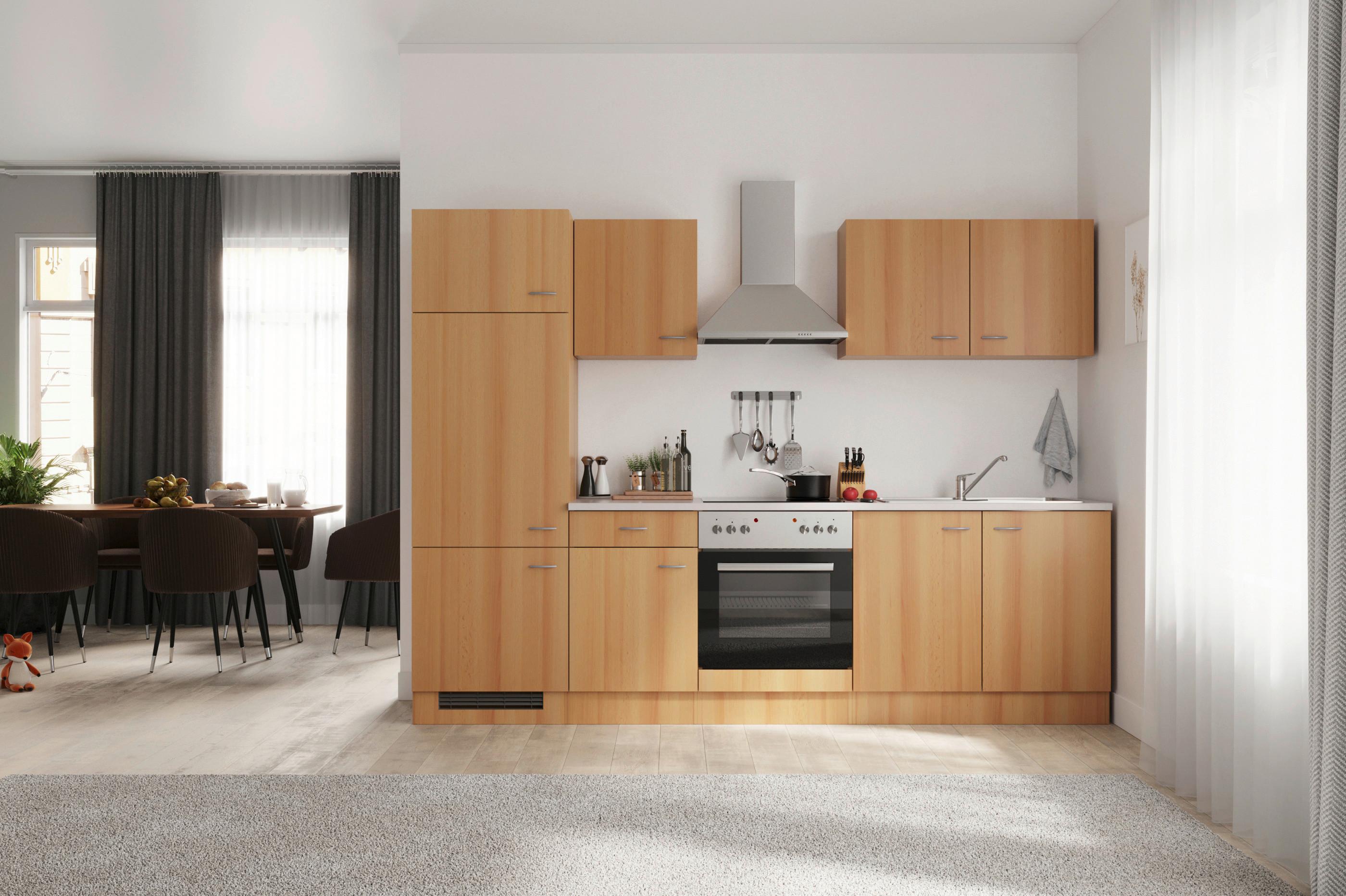 Küchenblock Nano Buchefarben/beige B: 270 Cm - Beige/Buchefarben, MODERN, Holzwerkstoff (270cm) - FlexWell