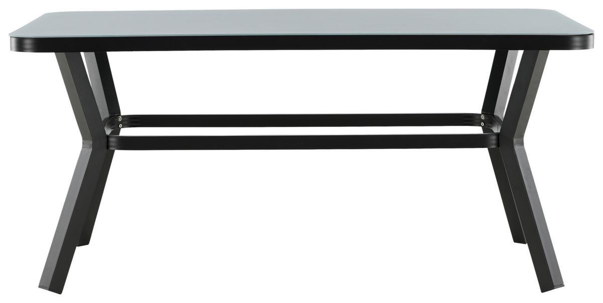 Gartentisch Virya - Schwarz/Grau, KONVENTIONELL, Glas/Metall (160/90/74cm) - Gardenson