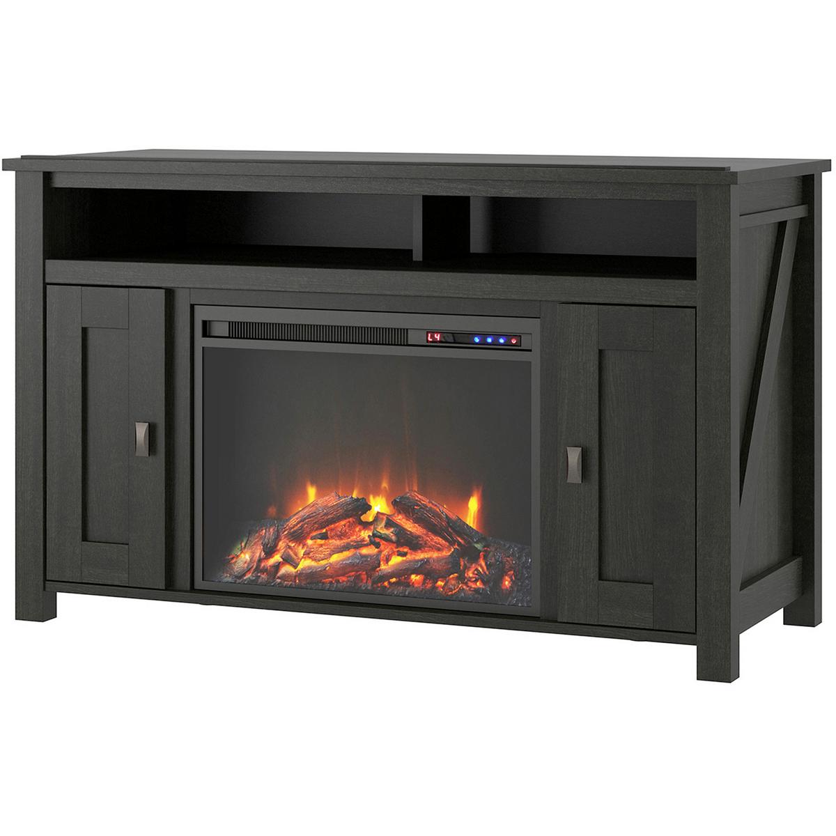 Lowboard Farmington Schwarz B: 121cm - Schwarz, Design, Glas/Holzwerkstoff (121/75/40cm) - MID.YOU