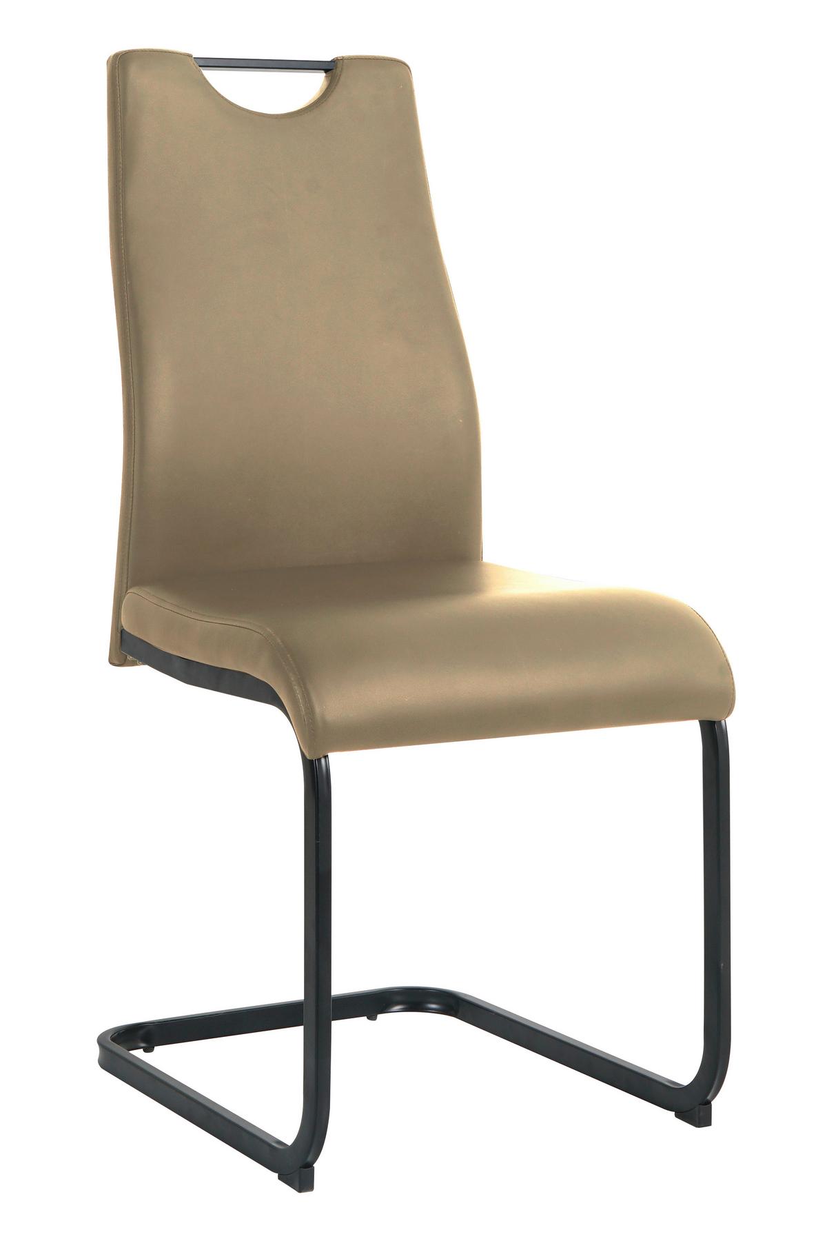 Stuhl-set Lederlook Taupe, B: 42cm - Taupe/Schwarz, Design, Kunststoff/Textil (42/98/56cm) - Livetastic