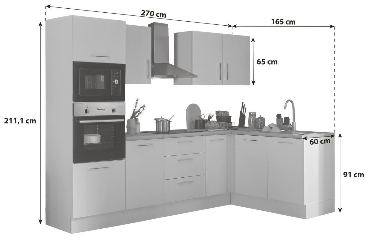 Eckküche Turin Schwarz/eiche Dekor 270x165 Cm - Schwarz/Eiche Artisan, Basics, Holzwerkstoff (270/165cm) - MID.YOU