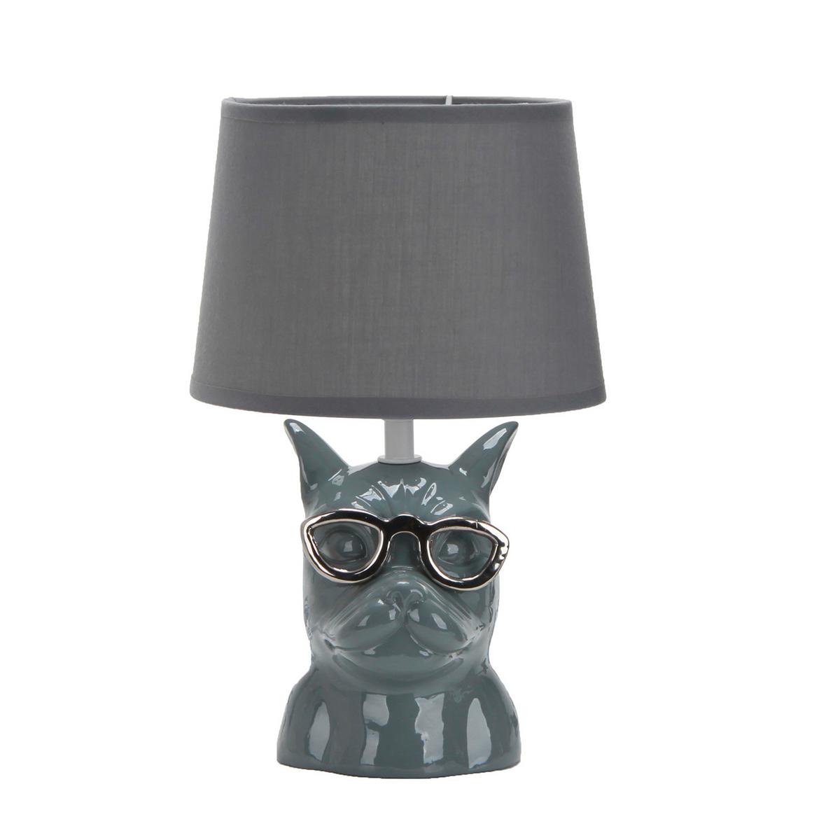 Tischleuchte Grau D: 18 cm 6w - Grau, Trend, Keramik/Textil (18/29cm)