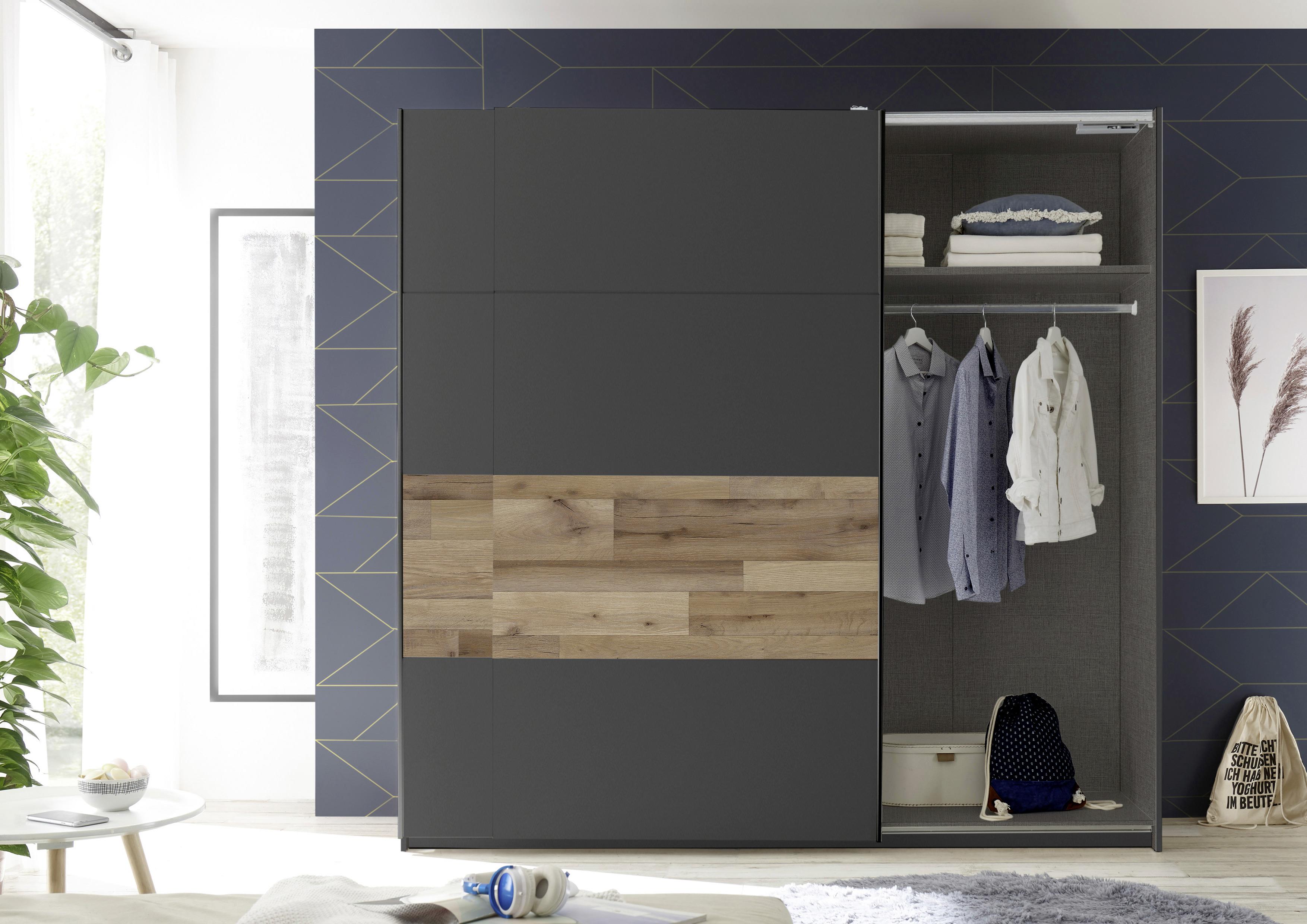 Schwebetürschrank Medina Graphitfarben Zimmer Innen