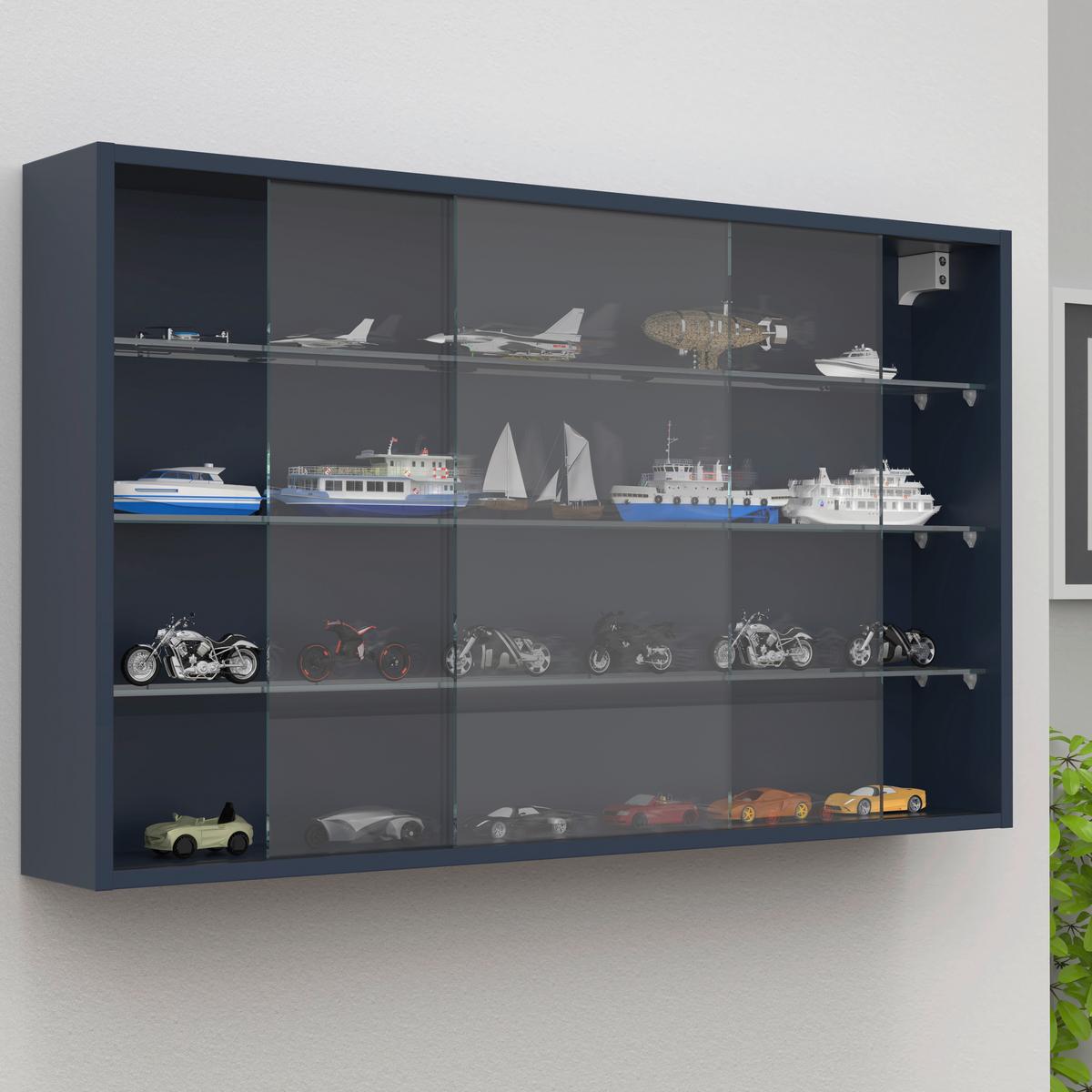 Hängevitrine Drivalo Anthrazit B: 100 Cm - Transparent/Anthrazit, Design, Glas/Holzwerkstoff (100/60/15cm) - MID.YOU