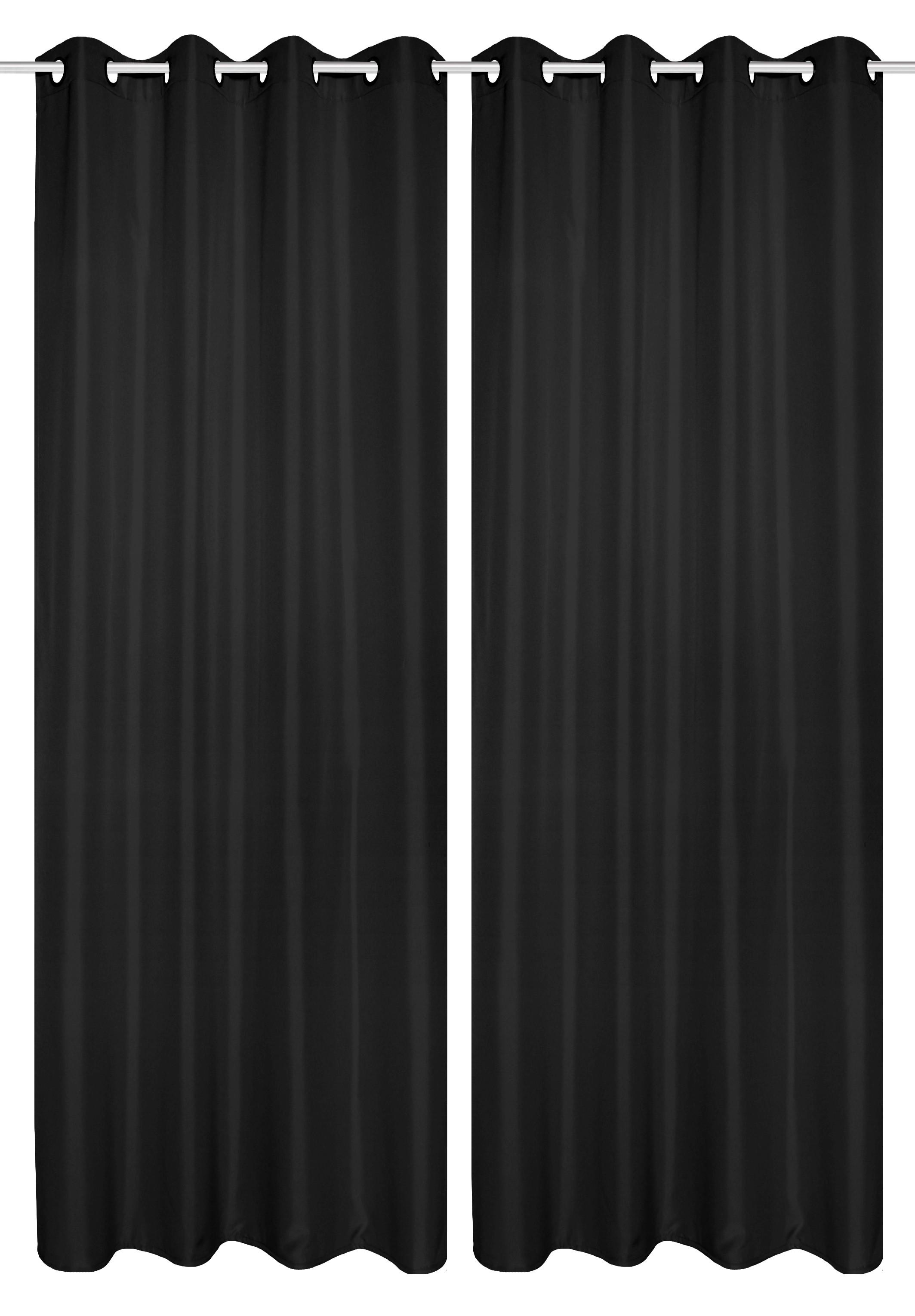 ÖSENVORHANG Atlantika Schwarz B: 140 cm - Schwarz, Basics, Textil (140/235cm)