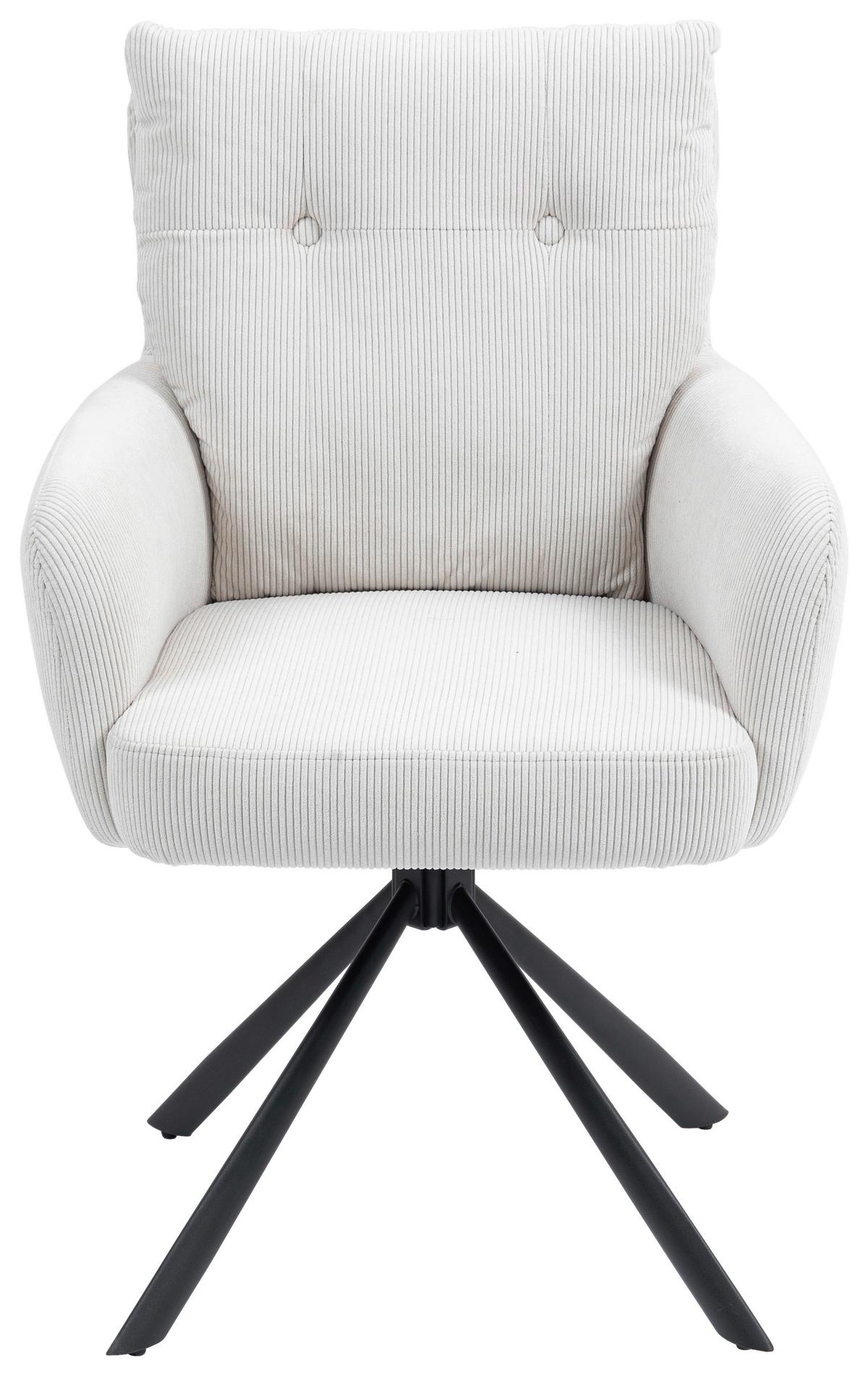 Armlehnstuhl Enja Creme Sitzfl. 180° drehbar, B: 60cm - Creme/Schwarz, KONVENTIONELL, Textil/Metall (60/95/67cm) - MID.YOU