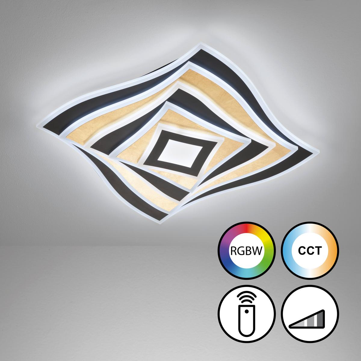 LED-Deckenleuchte Hero Schwarz B: 50 cm - Schwarz, Design, Metall (50/50/7,6cm) - Fischer & Honsel