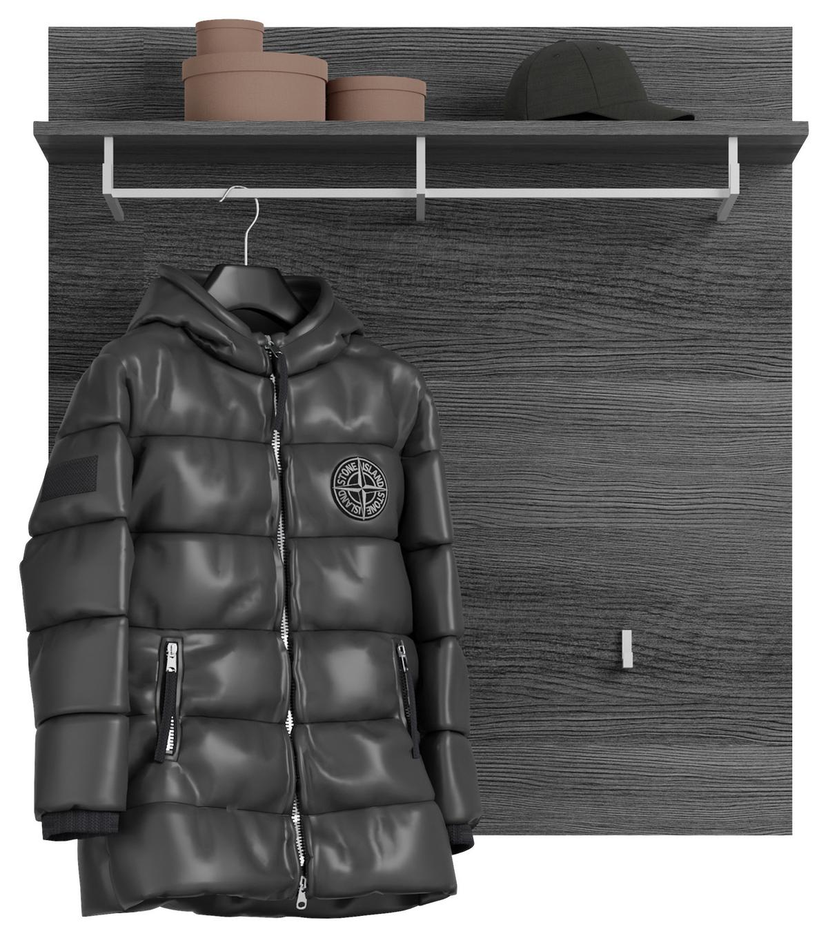 Garderobenpaneel Scout Rauchsilber B: 90 Cm - Dunkelgrau, Design, Holzwerkstoff (90/98/27cm) - MID.YOU