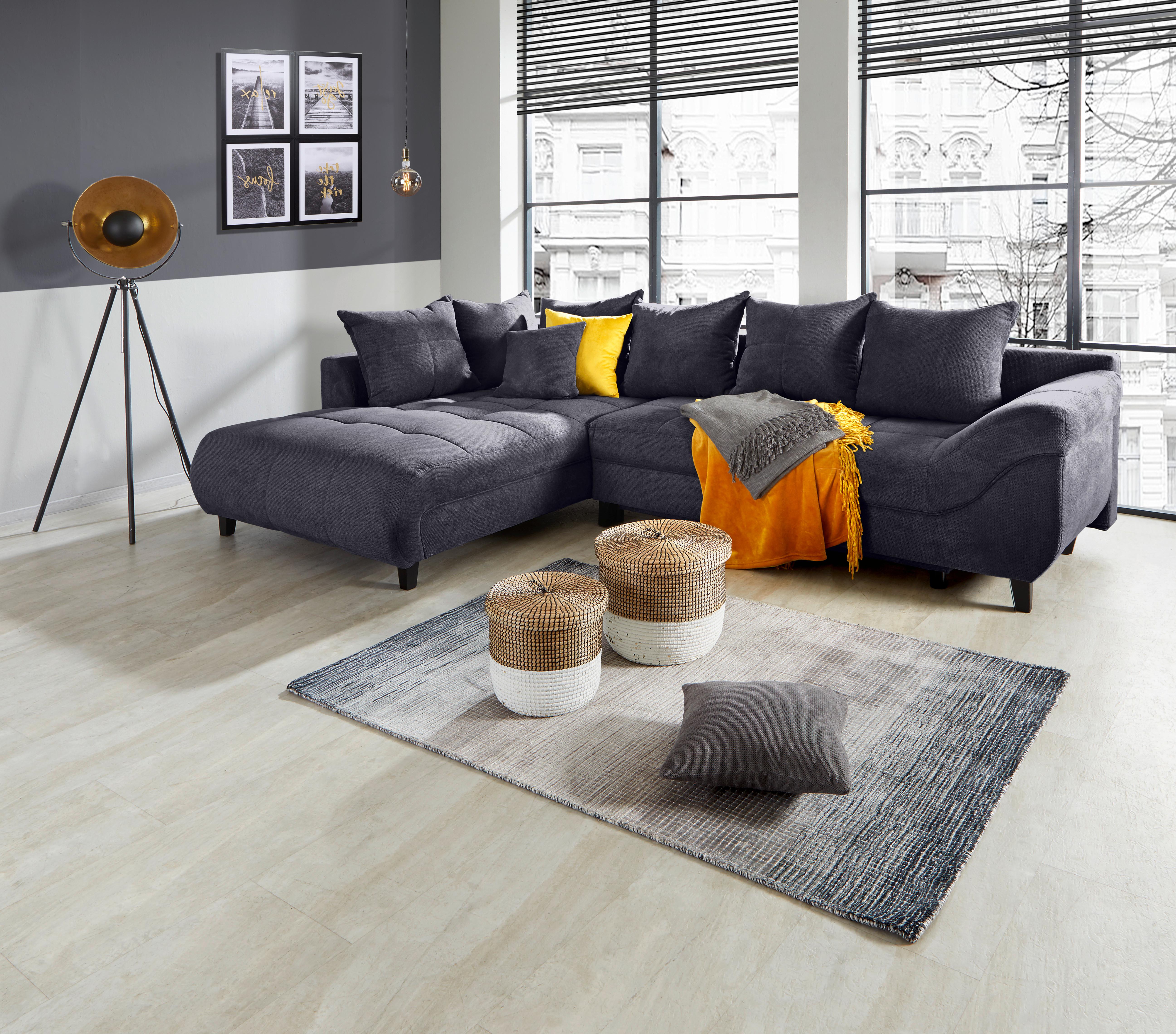 Ecksofa Mendoza - Anthrazit/Schwarz, Design, Textil (197/309cm) - Ondega