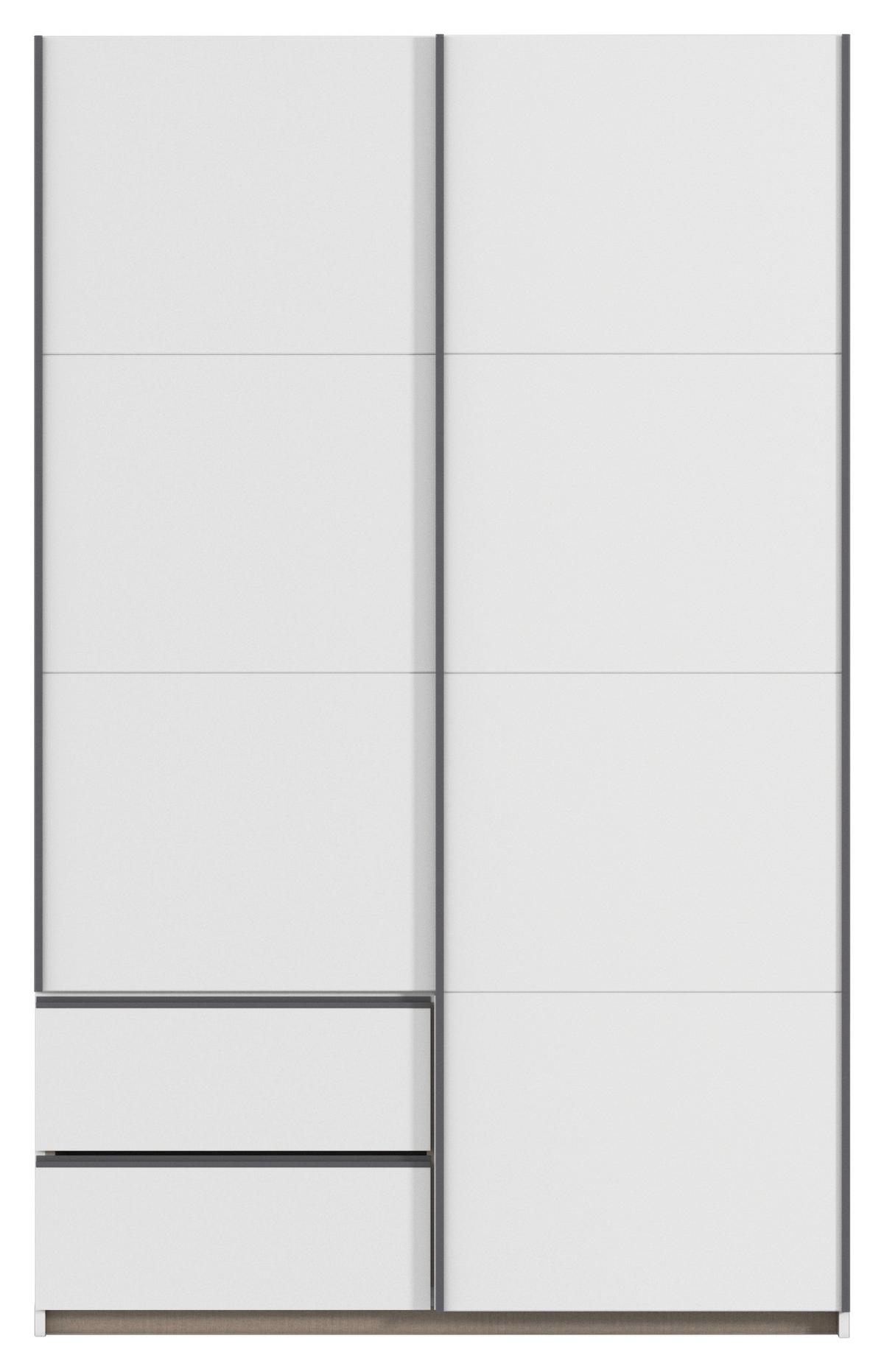 Schwebetürenschrank Stoke Weiß/ Grau B: 131 Cm - Weiß, MODERN, Holzwerkstoff (131/210/59cm) - Rauch Möbel