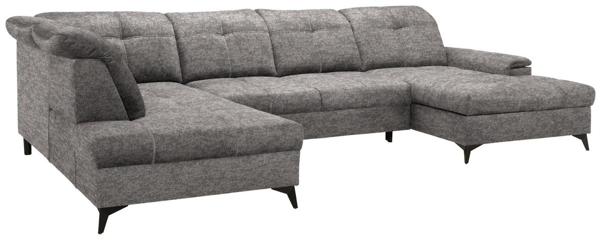 Sedacia súprava U SIERRA, ľavá, sivobéžová INFINITY - čierna/sivohnedá, Modern, kov/textil (230/364/181cm) - Mömax