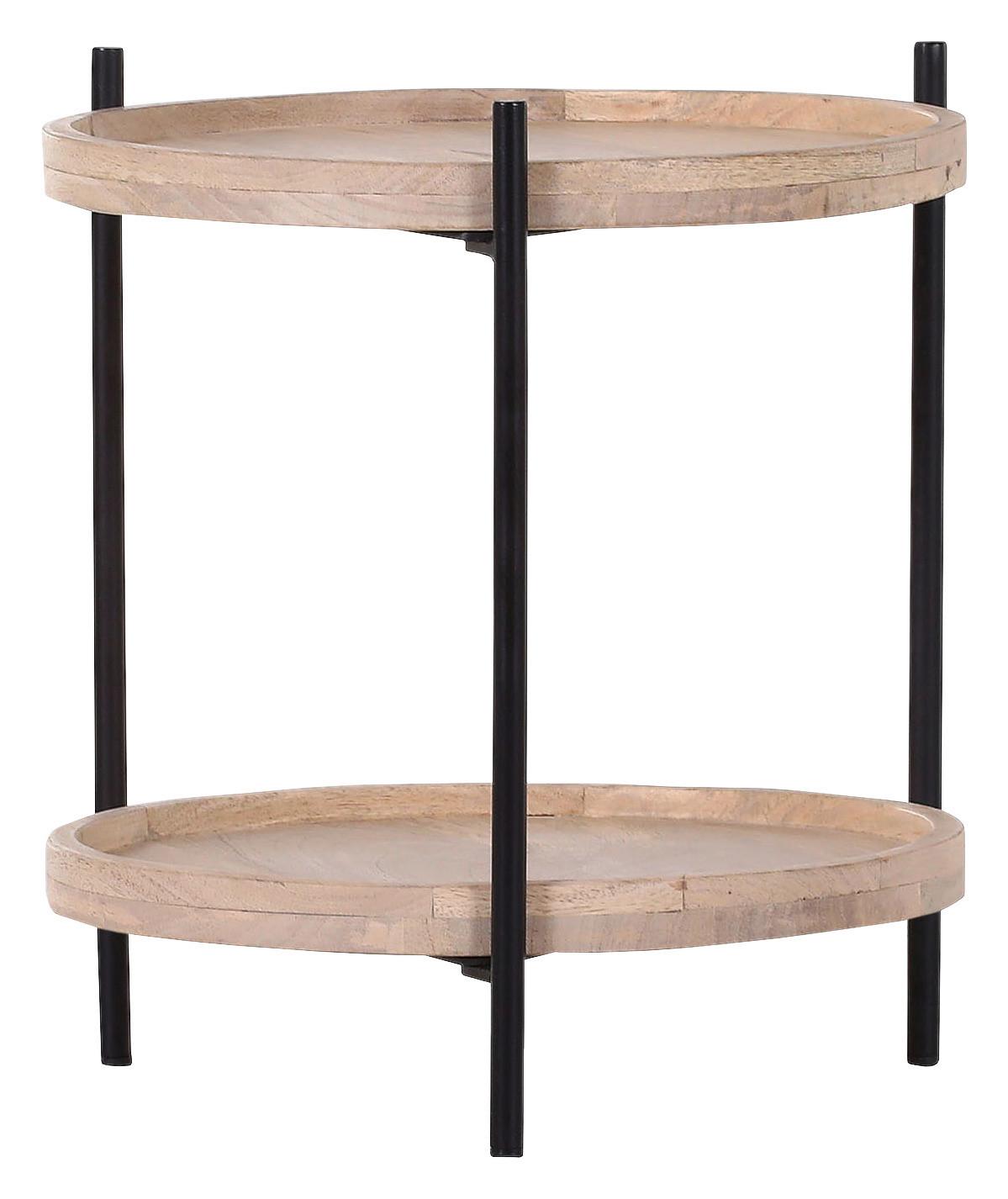 Odkládací Stolek Liam - černá/přírodní barvy, Moderní, kov/dřevo (43/50cm) - Modern Living