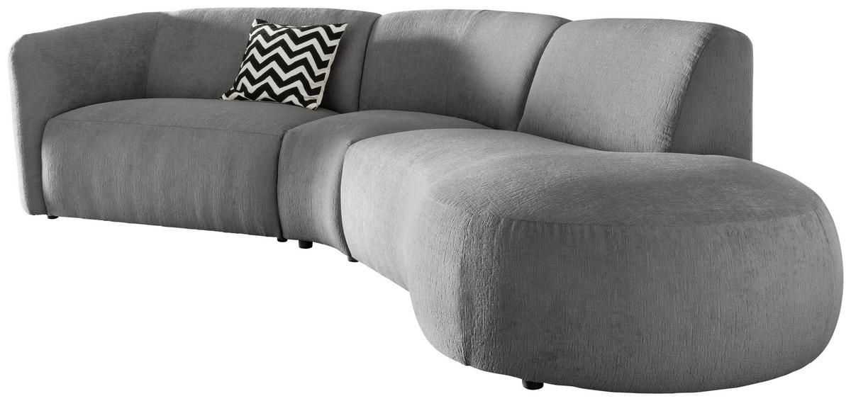 Ecksofa Jesi, Graubraun S: 276x182 Cm - Graubraun/Schwarz, MODERN, Textil (276/182cm) - Livetastic