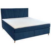 Boxbett Mit Topper Lucia 180x200 Cm Dunkelblau - Dunkelblau, Basics, Holzwerkstoff/Textil (180/200cm) - Livetastic