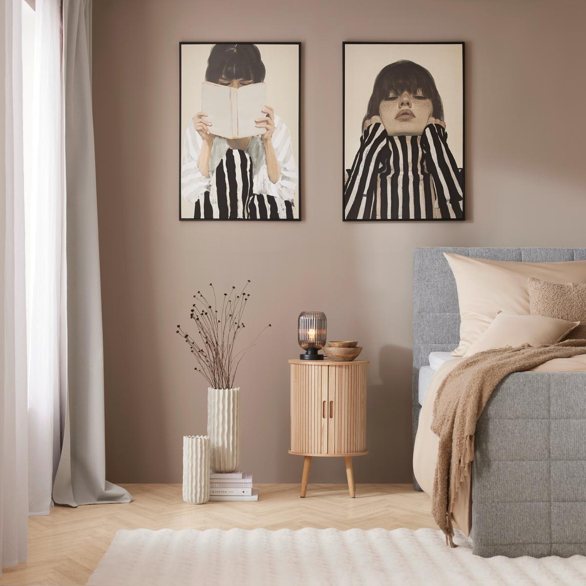 Obraz na plátně Denise, ca. 60/90cm - černá/béžová, Moderní, kompozitní dřevo/textil (60/90cm) - Premium Living