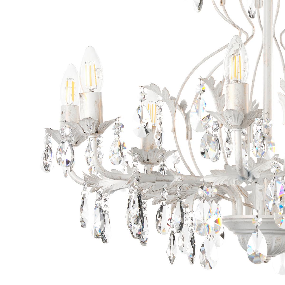 KRISTALL-HÄNGELEUCHTE 4670/8A - Weiß, KONVENTIONELL, Glas/Metall (70/70/105cm)