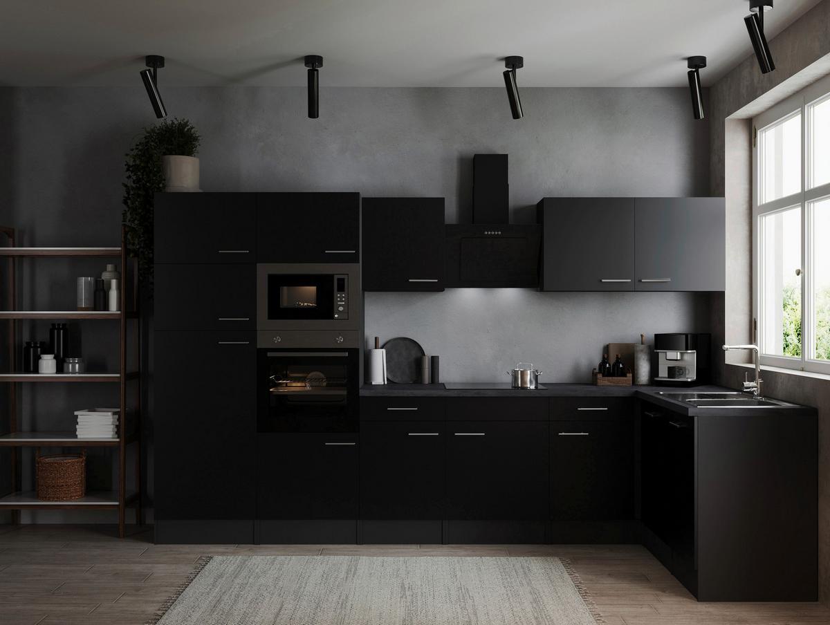 Eckküche Oliver Schwarz, Grau S: 340x172 Cm - Schwarz/Grau, Design, Holzwerkstoff (340/172cm) - Respekta