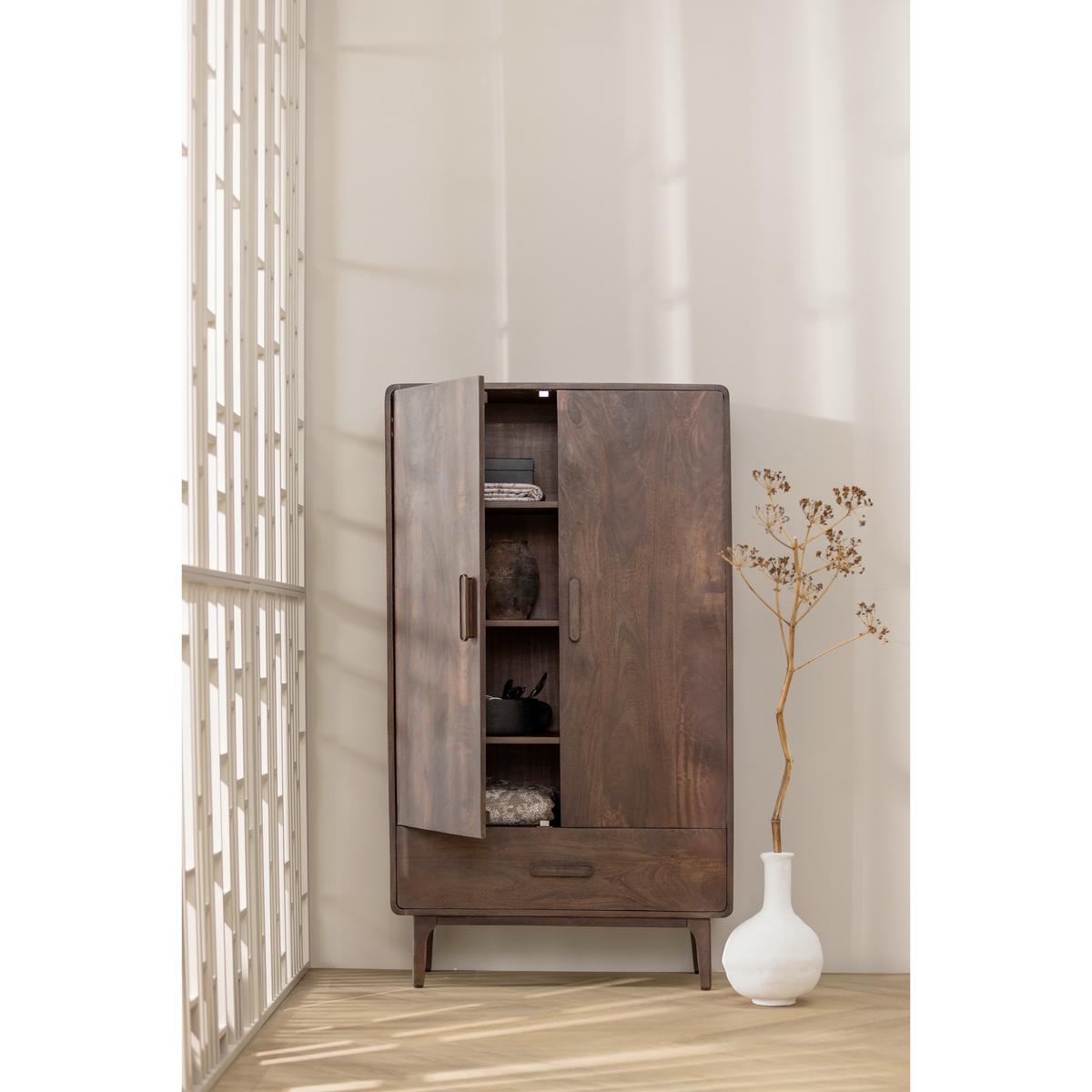 Schrank Liya Dunkelbraun B: 85 Cm - Dunkelbraun, Design, Holz (85/150/35cm) - Livetastic