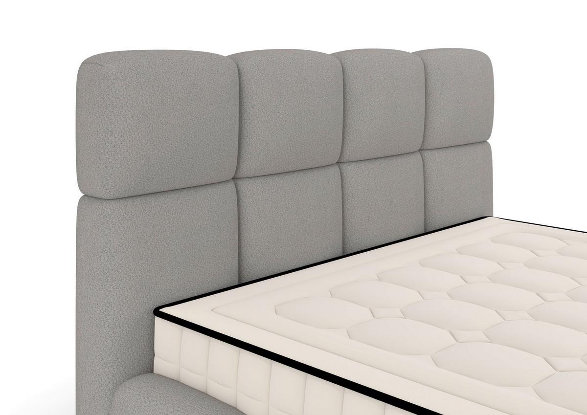 Polsterbett Cloudy mit Matratze Champagner, Lf: 140x200 cm - Champagner/Grau, Trend, Holz/Holzwerkstoff (140/200cm) - Luca Bessoni