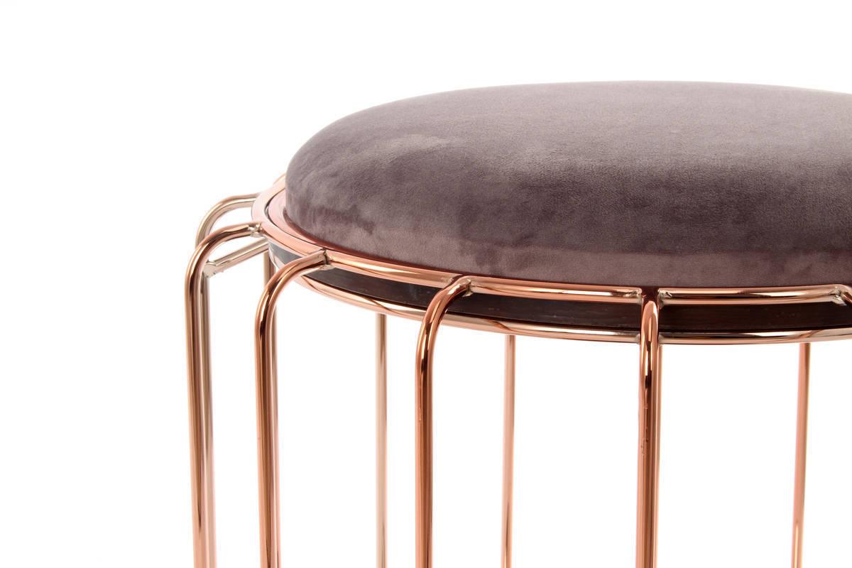 Beistelltisch/pouf 2 In 1 Comfortable Rosé/dunkelviolett - Violett/Kupferfarben, Basics, Glas/Holzwerkstoff (50/50/45cm) - Kayoom