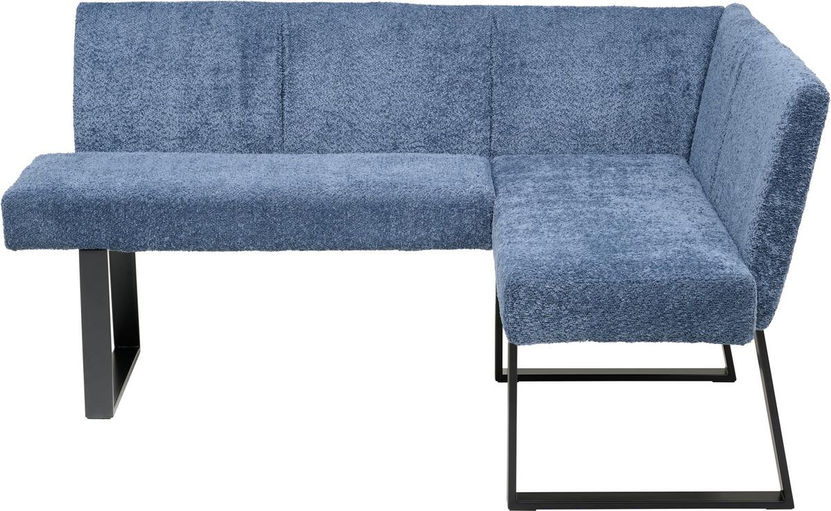 Eckbank Terri Dunkelblau, ca. 163x132 cm - Schwarz/Dunkelblau, KONVENTIONELL, Textil/Metall (160/130cm) - MID.YOU