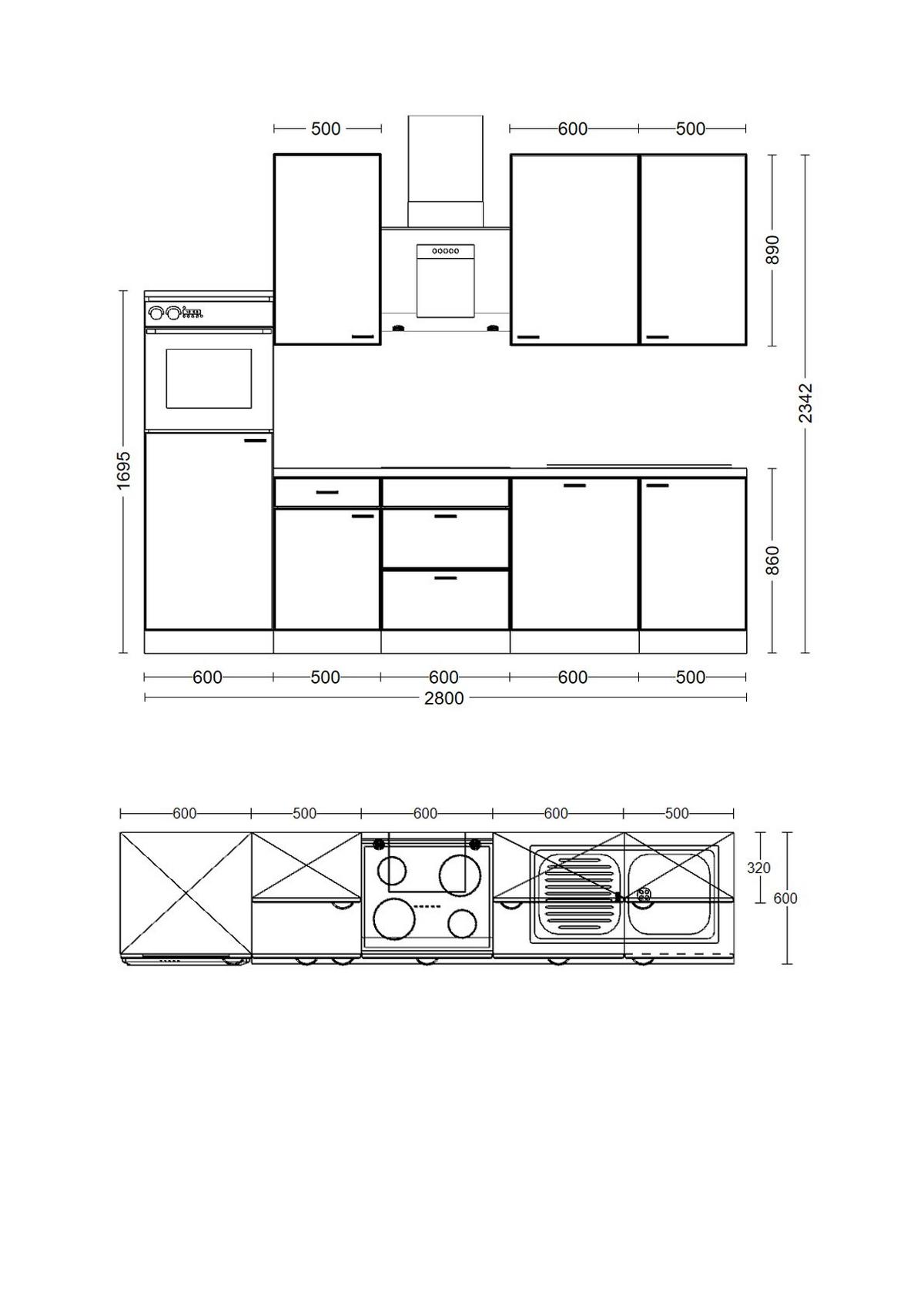 Küchenblock Nepal Sonoma Eiche/Kaschmir B: 280cm - Kaschmir/Sonoma Eiche, MODERN, Holzwerkstoff (280cm) - FlexWell
