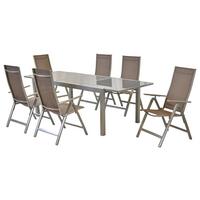 Gartenset Carrara - Taupe/Silberfarben, MODERN, Textil/Metall - Gardenson