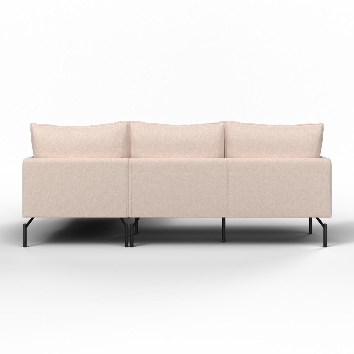 Rohová sedačka ROSA, pravá, béžová tkanina, vzhled lnu - černá/béžová, Moderní, kov/dřevo (226/163cm) - Bessagi Home