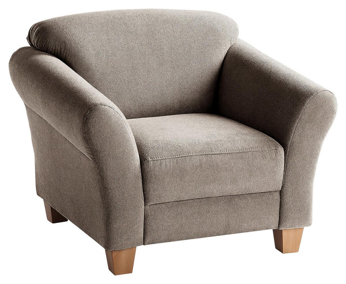 Sessel Gotland taupe Rücken echt, 101x84x89 cm - Taupe/Naturfarben, KONVENTIONELL, Textil (101/84/89cm) - Sit & More