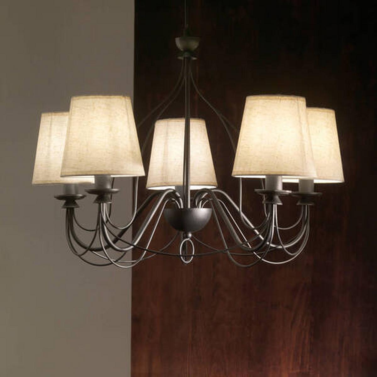 Kronleuchter 5031/5npb - Creme/Schwarz, KONVENTIONELL, Textil/Metall (65/65/130cm)