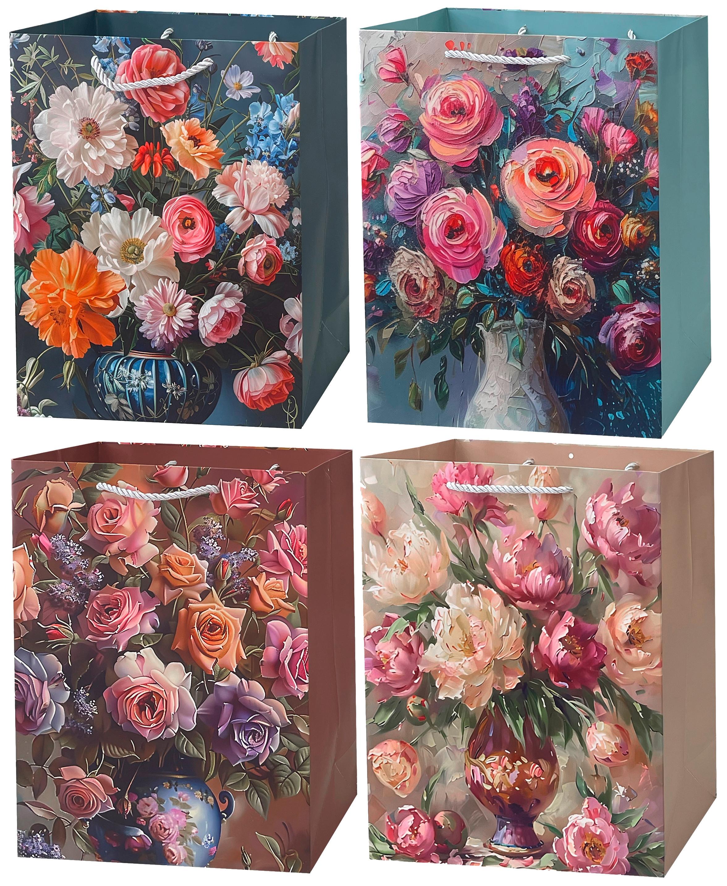 Geschenktasche Happy Flower L - Multicolor, Basics, Papier (26/32/12cm)