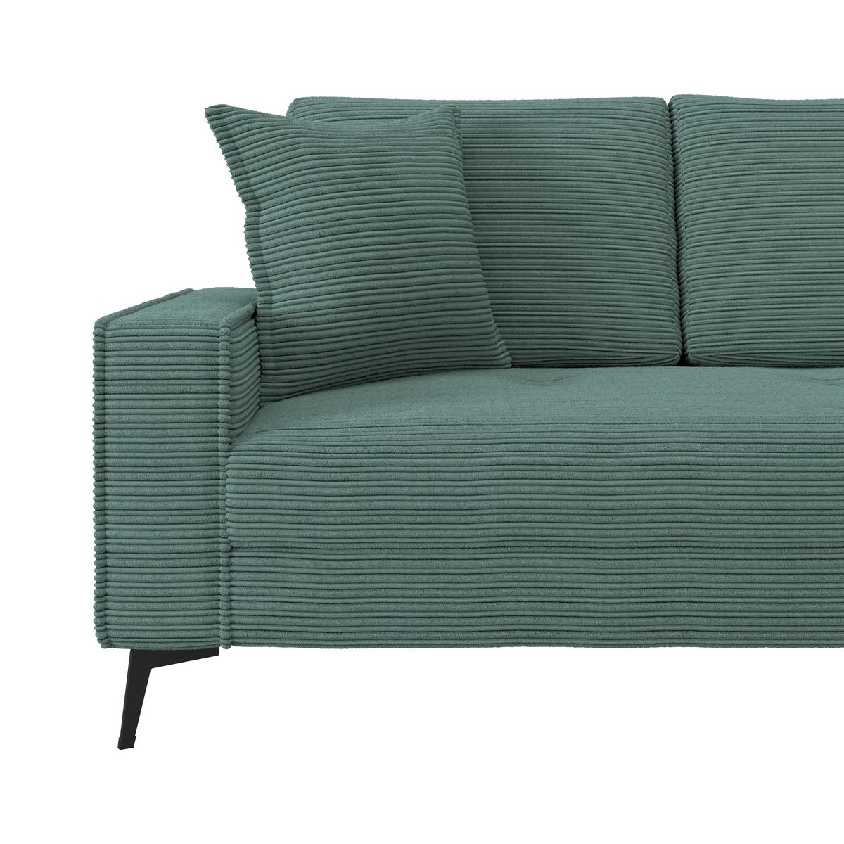 Ecksofa Zero mit Kissen Petrol 286x173 cm - Petrol/Schwarz, Trend, Textil (286/173cm)
