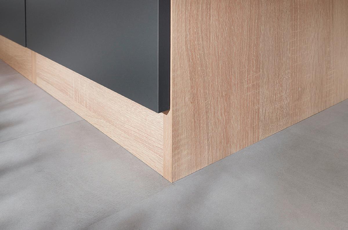 Miniküche Merle Grau/Eiche Dekor B:100cm - Eichefarben/Grau, Basics, Glas/Holzwerkstoff (100cm) - Respekta