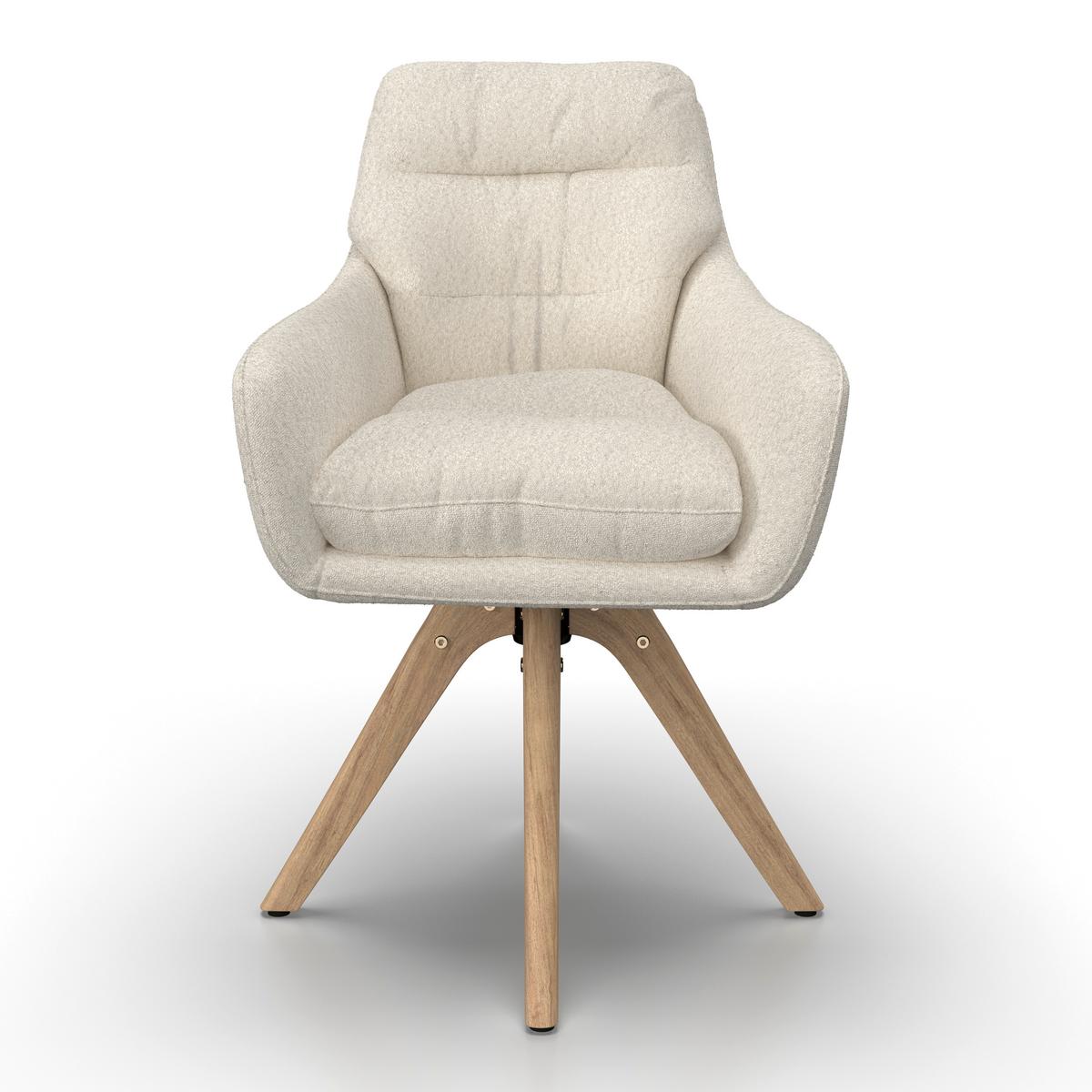 STOLIČKA S PODRÚČKAMI JUANA - krémová/prírodná farba, Modern, drevo/textil (61/93/65cm) - Bessagi Home