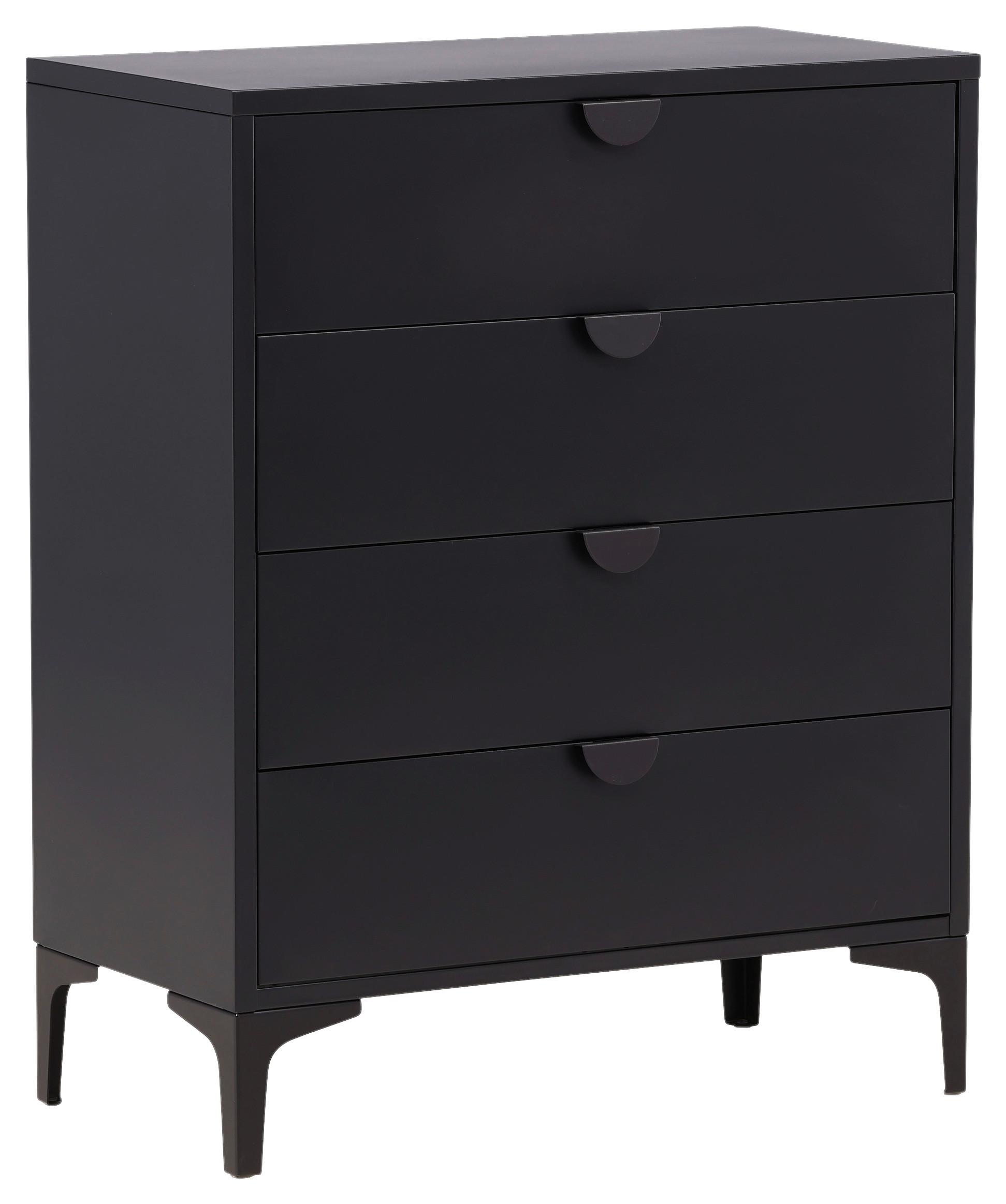 Lowboard Piring Schwarz B: 78 cm - Schwarz, Design, Metall (78/98/40cm) - Livetastic