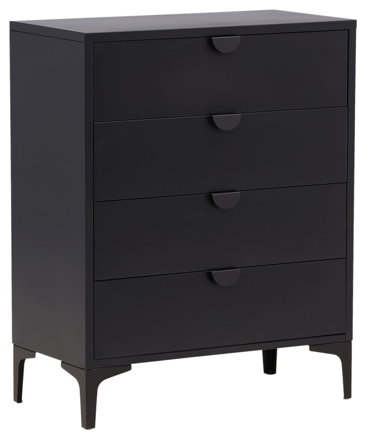 Lowboard Piring Schwarz B: 78 cm - Schwarz, Design, Metall (78/98/40cm) - Livetastic