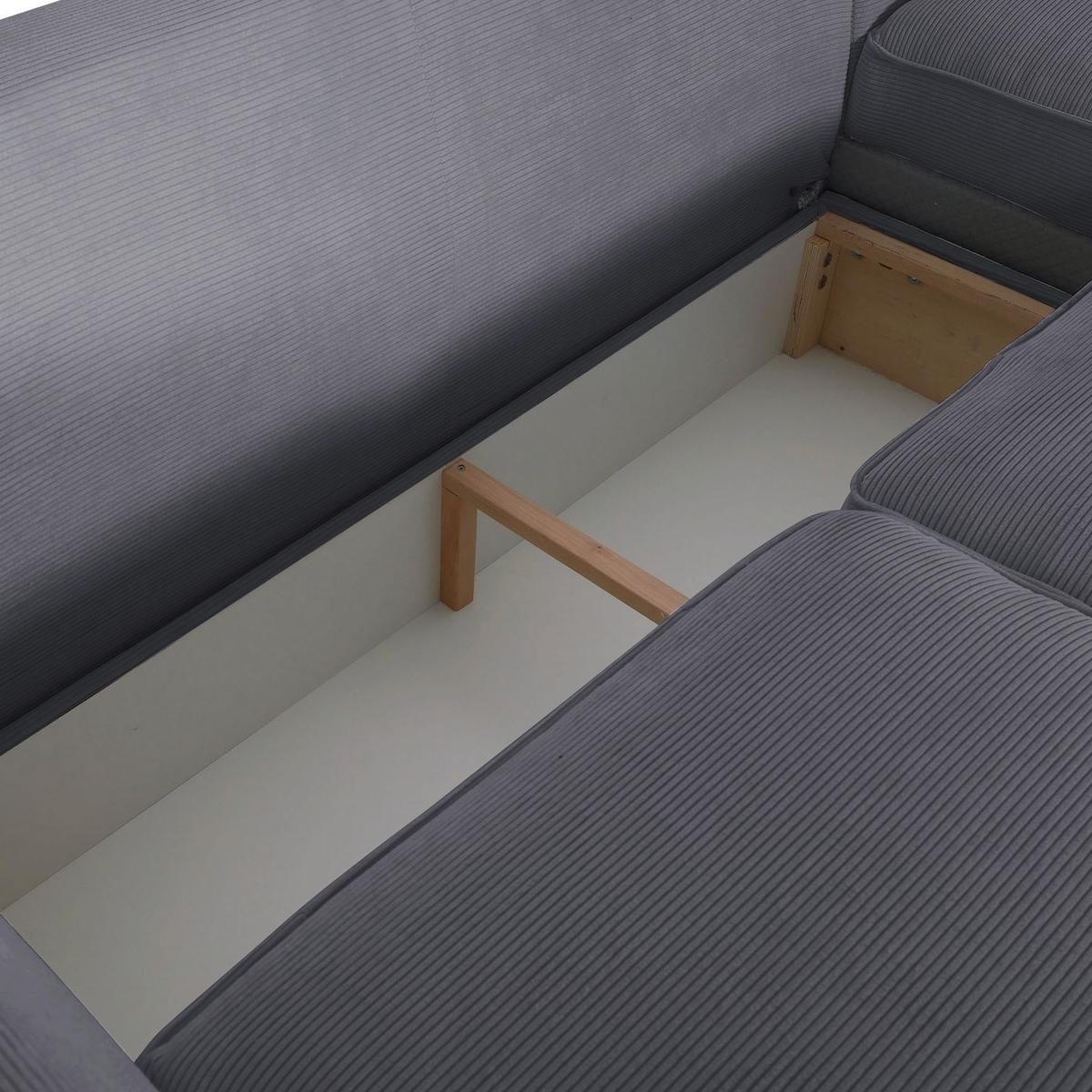 Ecksofa Rimini Dunkelgrau S: 271x165 cm - Dunkelgrau/Buchefarben, Design, Textil (271/165cm) - MID.YOU