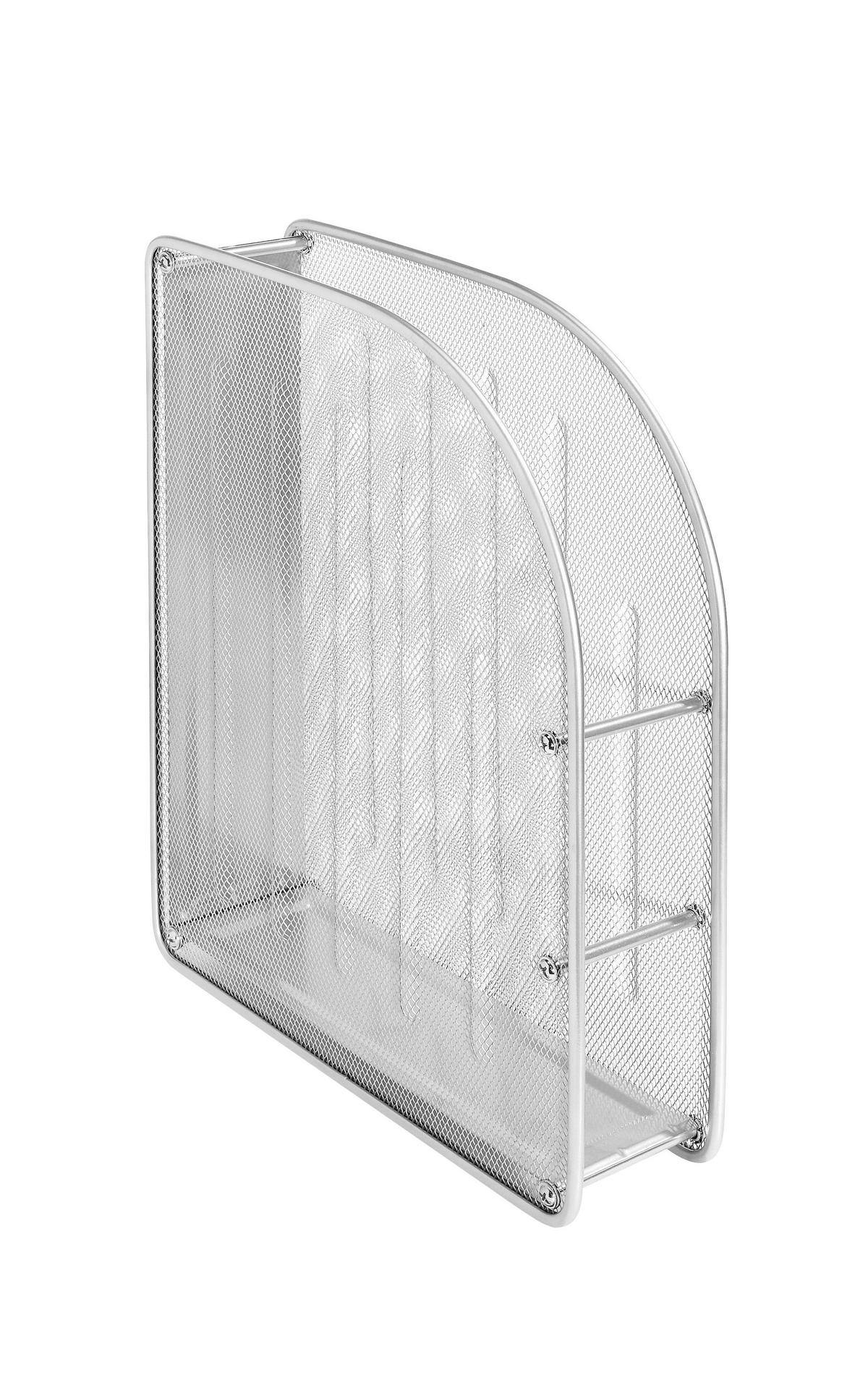 Stojan na noviny MESH - strieborná, kov (35/27,8/8cm) - Homezone