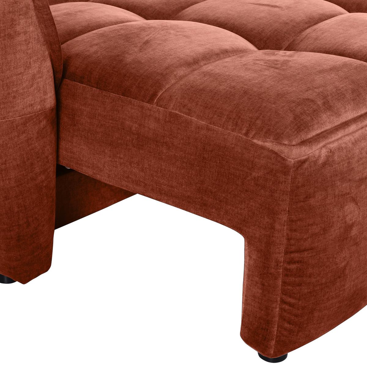 2-Sitzer-Sofa Mit Schlaffunktion Meyford B:250cm - Rostfarben/Schwarz, KONVENTIONELL, Textil (250/70/118cm) - MID.YOU