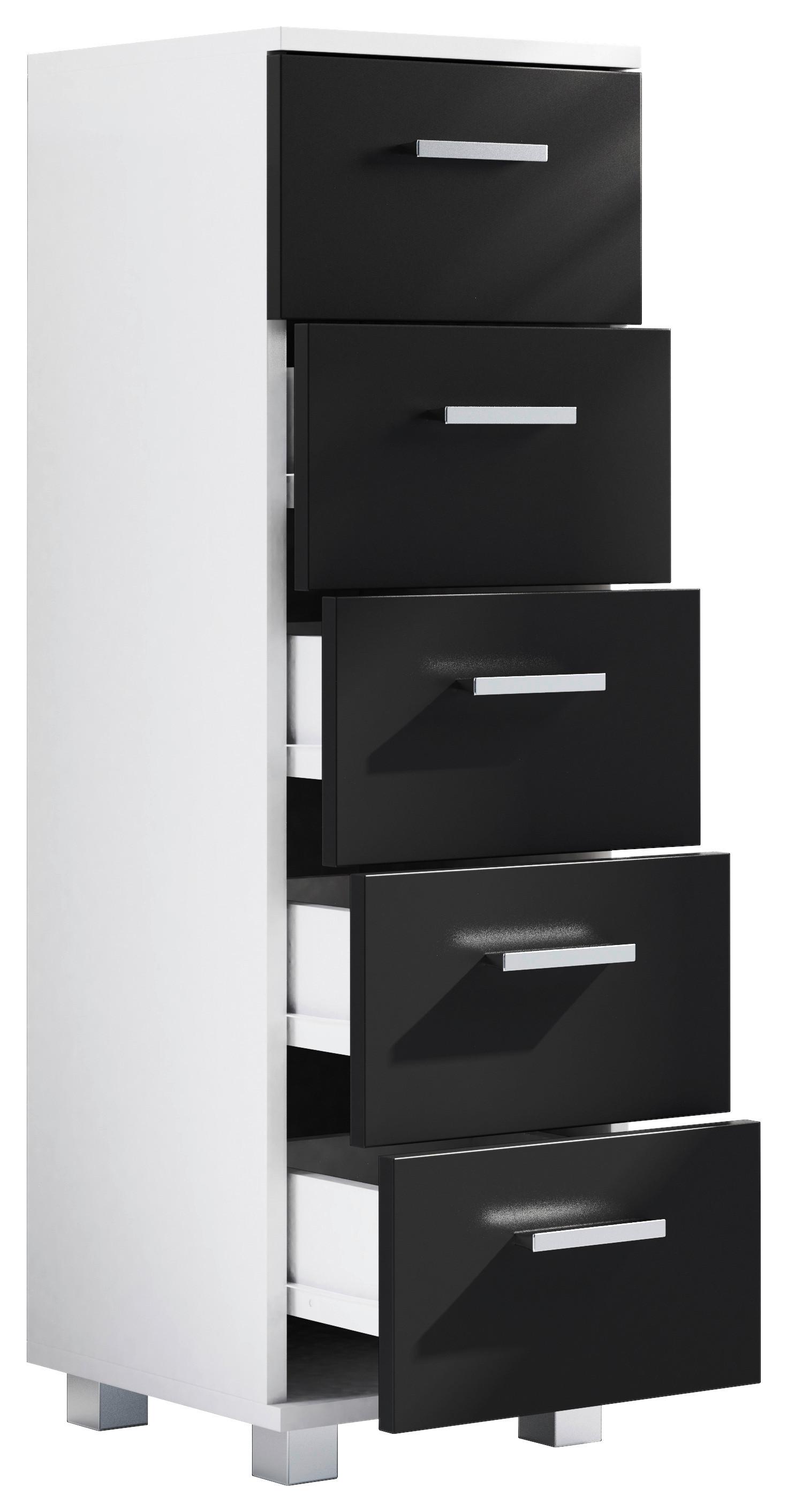 Highboard Zalo M Weiß/Schwarz B: 30 cm - Schwarz/Weiß, MODERN, Holzwerkstoff (30/94/30cm) - MID.YOU