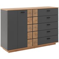 Kommode Oreta B: 136,1 Cm Anthrazit/eichefarben - Eichefarben/Anthrazit, MODERN, Holzwerkstoff (136,1/95/40cm)