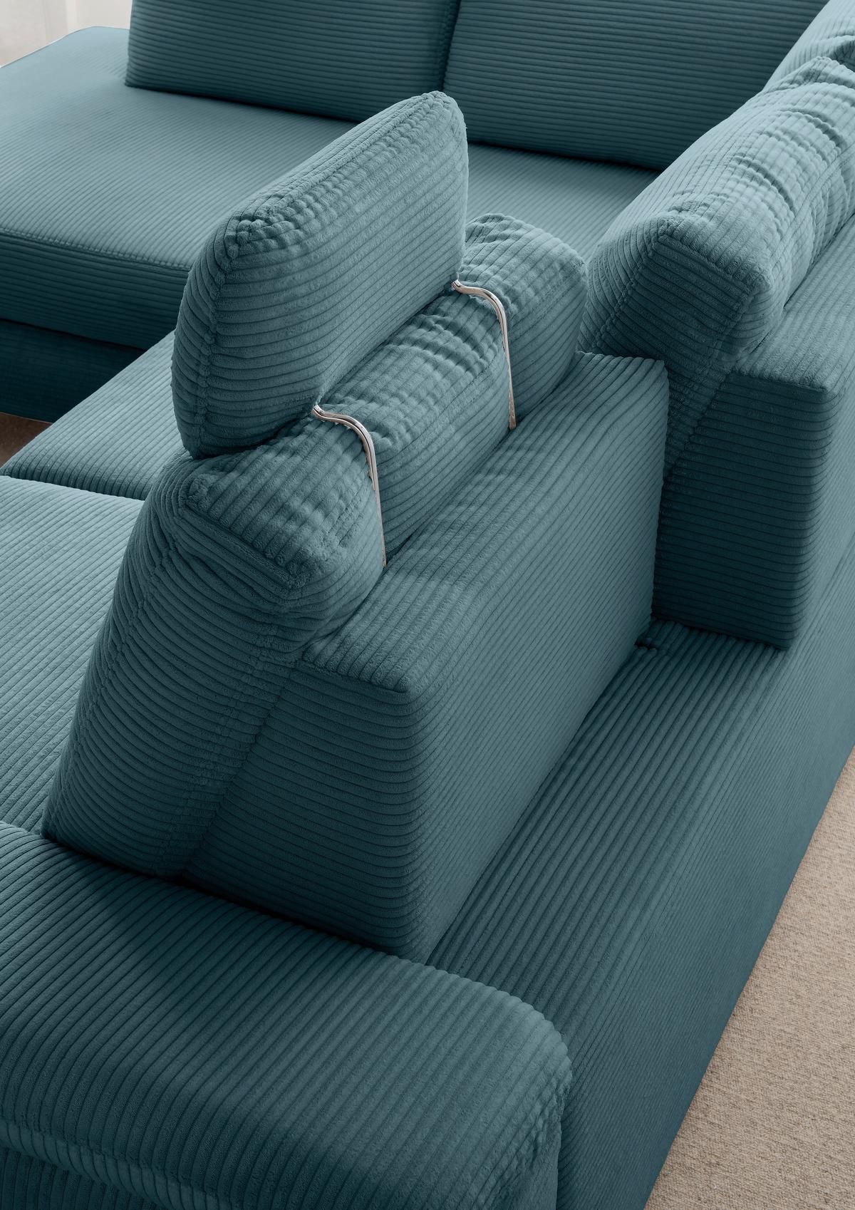 Eckschlafsofa Positano. Petrol S: 261x206 Cm - Wildeiche/Petrol, MODERN, Textil (261/206cm) - Livetastic