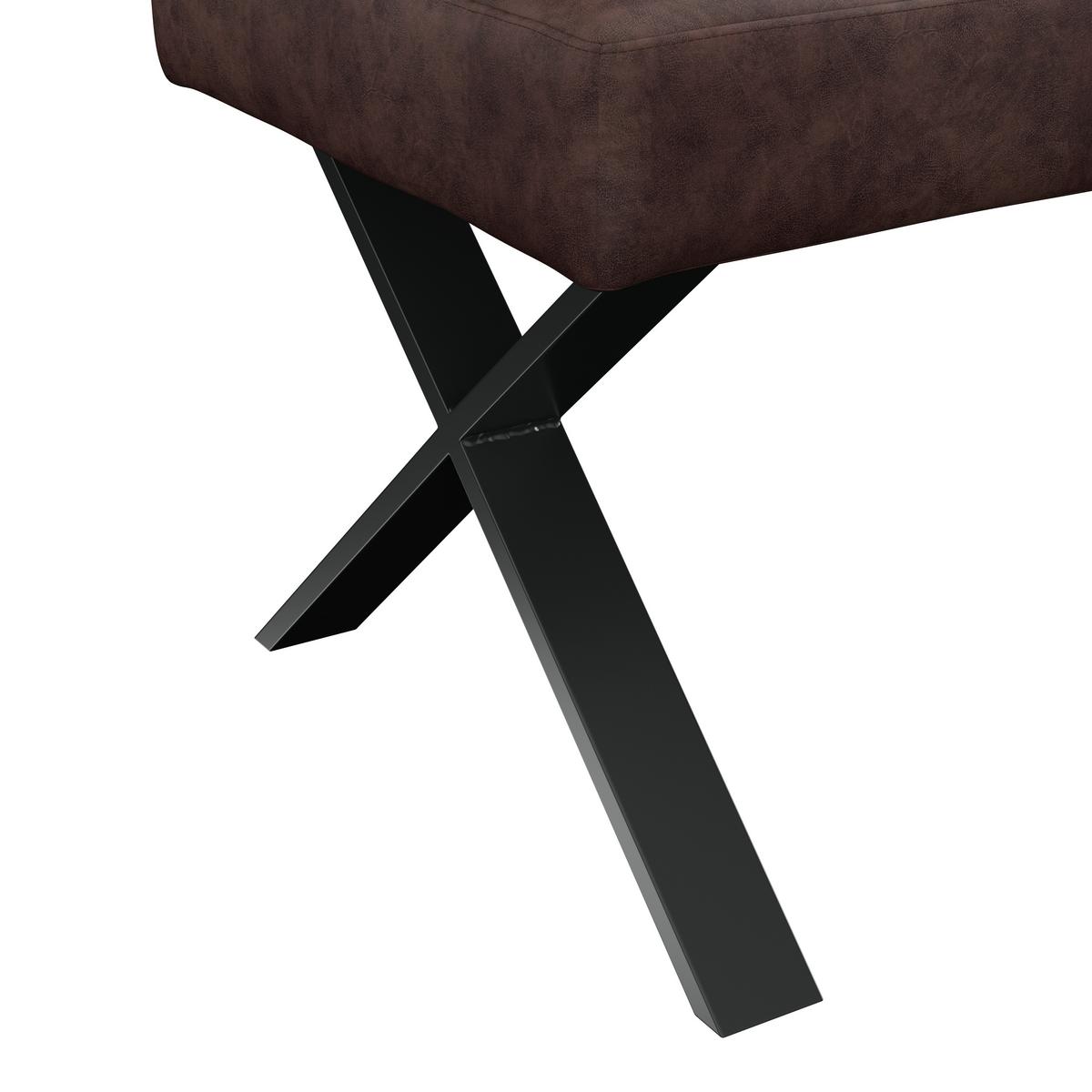 Sitzbank Mit Lehne Vintage Braun Lederlook Donna B: 140cm - Anthrazit/Braun, MODERN, Textil/Metall (140/93/61cm)