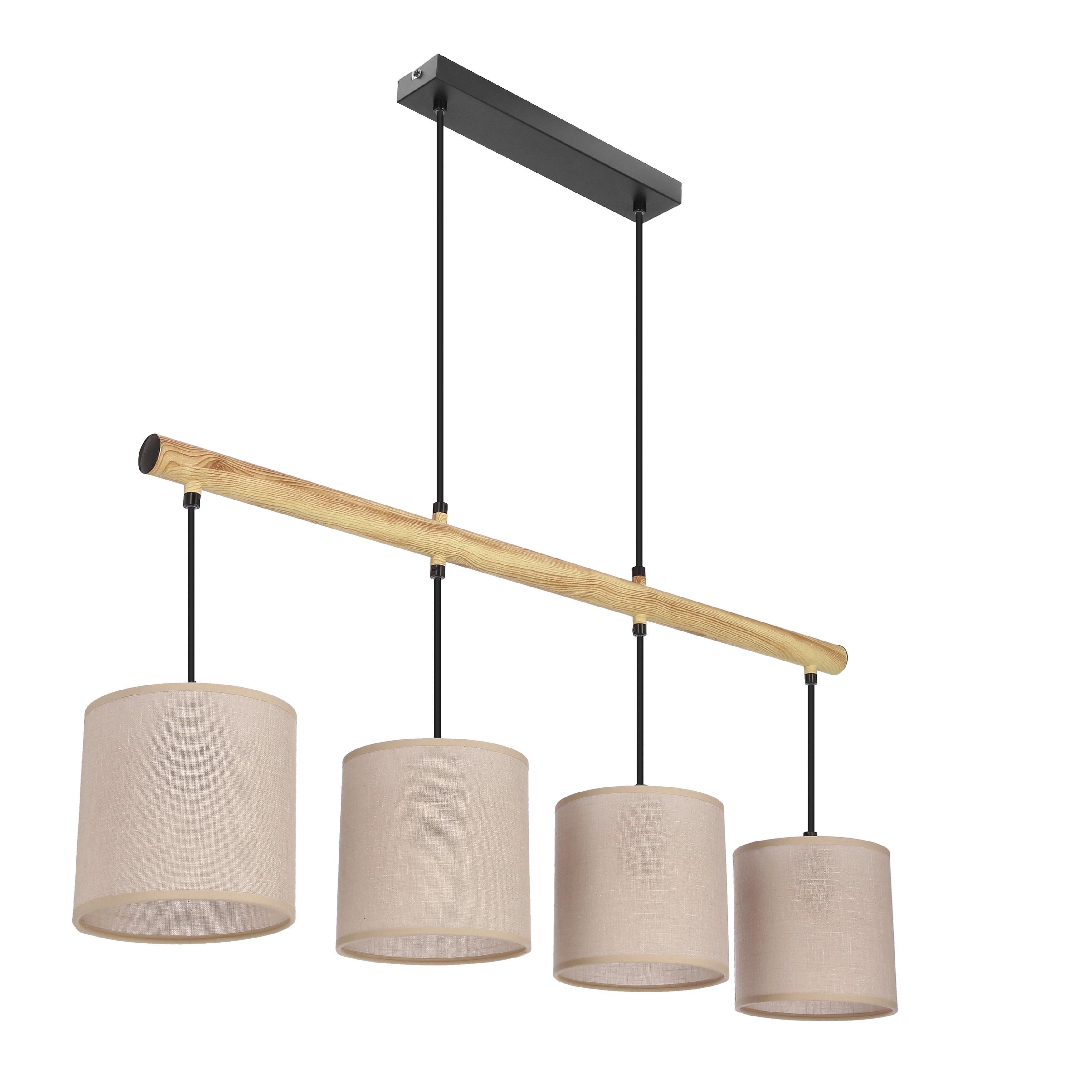 Pendelleuchte 34-38401 Combi - Beige/Schwarz, Natur, Kunststoff/Metall (86/15/130cm)