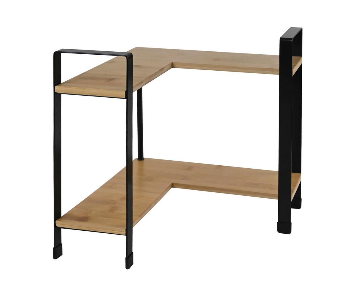 Kuchyňský regál RITA - CORNER - černá/přírodní barvy, Moderní, kov/přírodní materiály (30/33/30cm) - Mömax