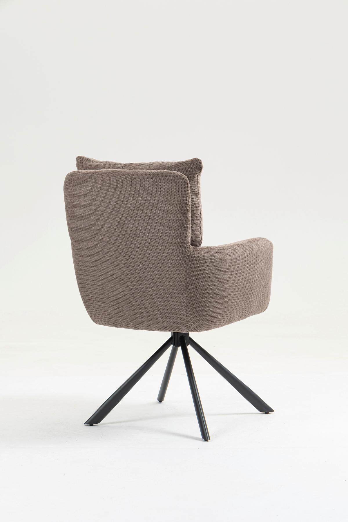 Armlehnstuhl Lina Taupe Sitzfl. 180° drehbar, B: 60cm - Taupe/Schwarz, KONVENTIONELL, Textil/Metall (60/95/67cm)
