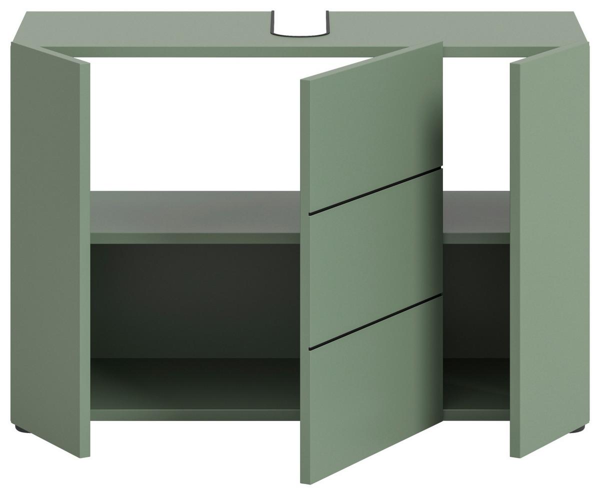 Waschbeckenunterschrank Vira Grün B: 82 Cm - Schwarz/Grün, MODERN, Holzwerkstoff (82/56/34cm) - MID.YOU