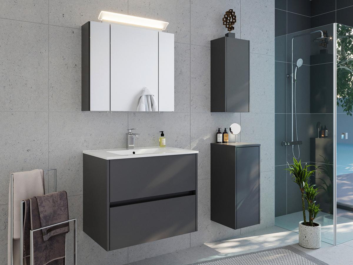 Waschtischkombi Limes Graphitfarben B: 71 cm - Graphitfarben/Weiß, MODERN, Keramik/Holzwerkstoff (71/58,7/46,5cm) - MID.YOU